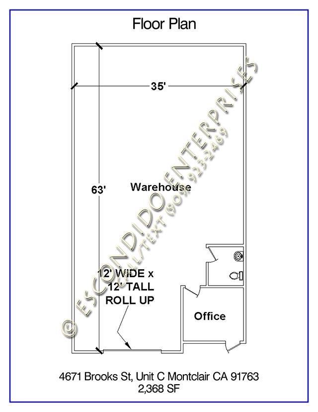 Floor plan of warehouse space located at 4671 & 4691 Brooks St, Units C or E, Montclair, CA 91763